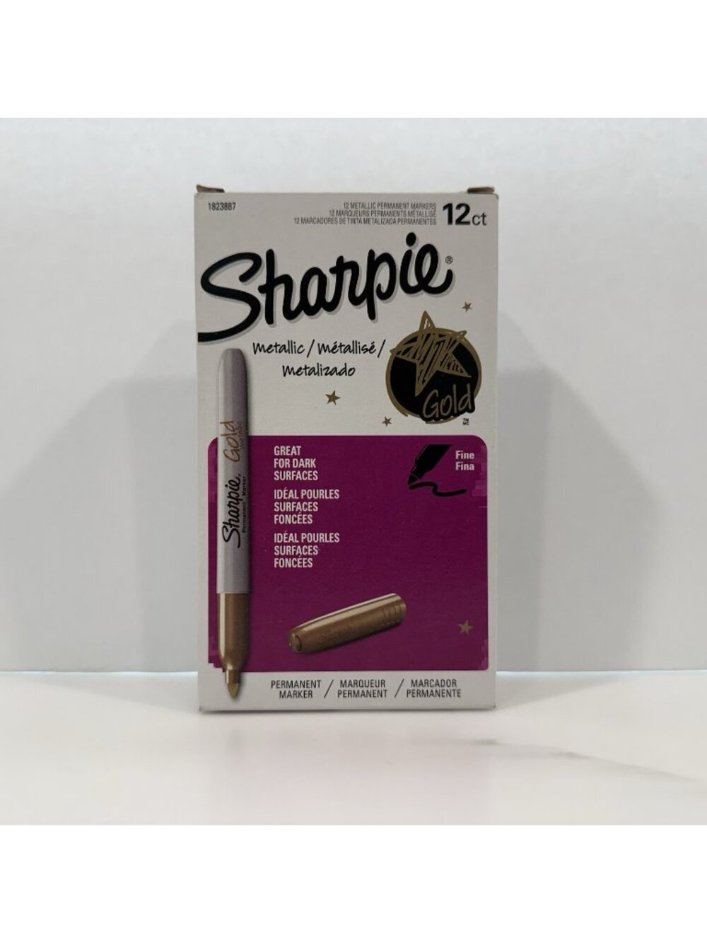 12 Count Box Sharpie Gold Metallic Permanent Markers Fine Point NEW Office Art